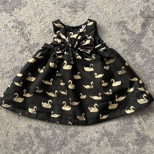 Cat & Jack Black Gold Swan bow dress